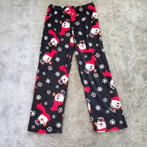 Frosty The Snowman Christmas Fleece Pajama Pants Black Snowflake Sleepwear Med